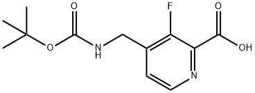 2-Pyridinecarboxylic acid, 4-[[[(1,1-dimethylethoxy)carbonyl]amino]methyl]-3-fluoro- Struktur