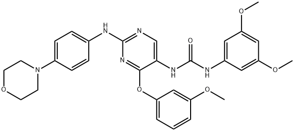 Urea, N-(3,5-dimethoxyphenyl)-N'-[4-(3-methoxyphenoxy)-2-[[4-(4-morpholinyl)phenyl]amino]-5-pyrimidinyl]- Struktur