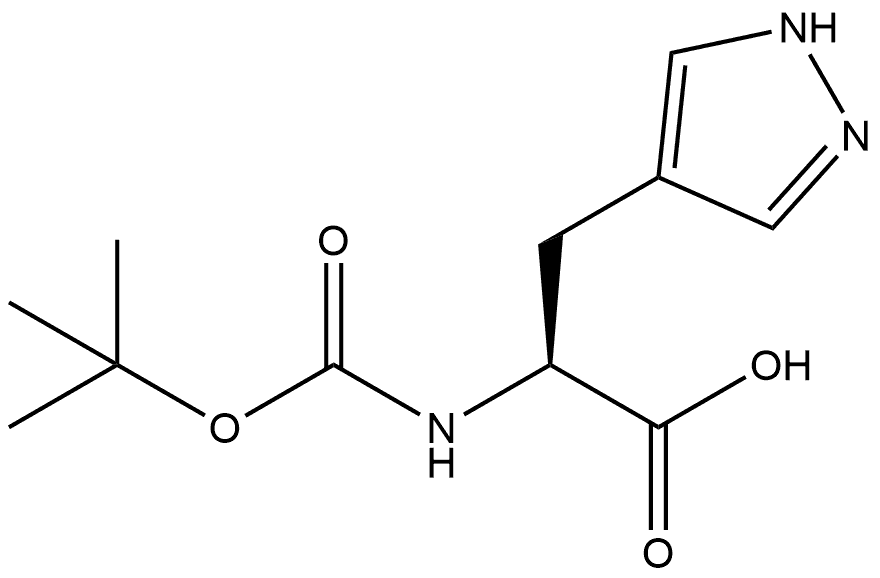 1H-Pyrazole-4-propanoic acid, α-[[(1,1-dimethylethoxy)carbonyl]amino]-, (αS)- Struktur