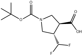 1,3-Pyrrolidinedicarboxylic acid, 4-(difluoromethyl)-, 1-(1,1-dimethylethyl) ester, (3S,4S)- Struktur