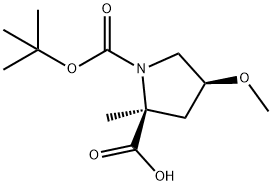 1,2-Pyrrolidinedicarboxylic acid, 4-methoxy-2-methyl-, 1-(1,1-dimethylethyl) ester, (2S,4S)- Struktur