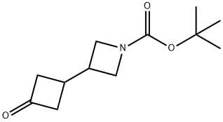 1-Azetidinecarboxylic acid, 3-(3-oxocyclobutyl)-, 1,1-dimethylethyl ester Struktur