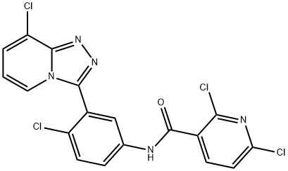 3-Pyridinecarboxamide, 2,6-dichloro-N-[4-chloro-3-(8-chloro-1,2,4-triazolo[4,3-a]pyridin-3-yl)phenyl]- Struktur