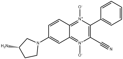 2-Quinoxalinecarbonitrile, 7-[(3S)-3-amino-1-pyrrolidinyl]-3-phenyl-, 1,4-dioxide Struktur