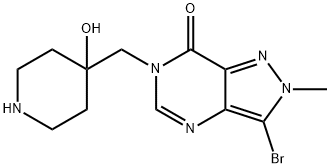 7H-Pyrazolo[4,3-d]pyrimidin-7-one, 3-bromo-2,6-dihydro-6-[(4-hydroxy-4-piperidinyl)methyl]-2-methyl- Struktur