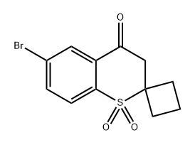 Spiro[2H-1-benzothiopyran-2,1'-cyclobutan]-4(3H)-one, 6-bromo-, 1,1-dioxide Struktur