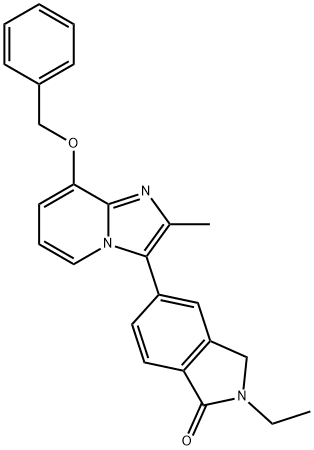 1H-Isoindol-1-one, 2-ethyl-2,3-dihydro-5-[2-methyl-8-(phenylmethoxy)imidazo[1,2-a]pyridin-3-yl]- Struktur