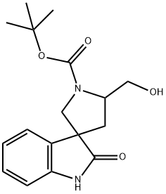 Spiro[3H-indole-3,3'-pyrrolidine]-1'-carboxylic acid, 1,2-dihydro-5'-(hydroxymethyl)-2-oxo-, 1,1-dimethylethyl ester Structure