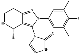 2H-Imidazol-2-one, 1-[(4S)-2-(4-fluoro-3,5-dimethylphenyl)-4,5,6,7-tetrahydro-4-methyl-2H-pyrazolo[4,3-c]pyridin-3-yl]-1,3-dihydro- Struktur