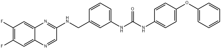 Urea, N-[3-[[(6,7-difluoro-2-quinoxalinyl)amino]methyl]phenyl]-N'-(4-phenoxyphenyl)- Struktur