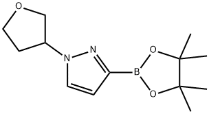 1H-Pyrazole, 1-(tetrahydro-3-furanyl)-3-(4,4,5,5-tetramethyl-1,3,2-dioxaborolan-2-yl)- Struktur