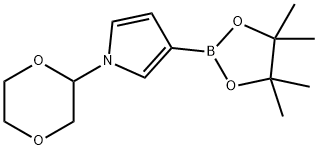 1H-Pyrrole, 1-(1,4-dioxan-2-yl)-3-(4,4,5,5-tetramethyl-1,3,2-dioxaborolan-2-yl)- Struktur