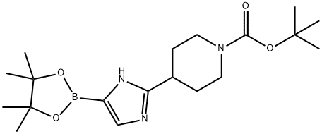 1-Piperidinecarboxylic acid, 4-[5-(4,4,5,5-tetramethyl-1,3,2-dioxaborolan-2-yl)-1H-imidazol-2-yl]-, 1,1-dimethylethyl ester Struktur