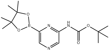 Carbamic acid, N-[6-(4,4,5,5-tetramethyl-1,3,2-dioxaborolan-2-yl)-2-pyrazinyl]-, 1,1-dimethylethyl ester Struktur