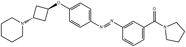 Methanone, [3-[(1E)-2-[4-[[trans-3-(1-piperidinyl)cyclobutyl]oxy]phenyl]diazenyl]phenyl]-1-pyrrolidinyl- Struktur