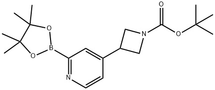 1-Azetidinecarboxylic acid, 3-[2-(4,4,5,5-tetramethyl-1,3,2-dioxaborolan-2-yl)-4-pyridinyl]-, 1,1-dimethylethyl ester Struktur