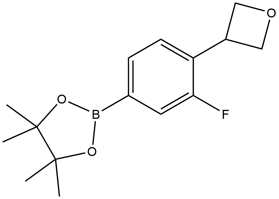 2-[3-Fluoro-4-(3-oxetanyl)phenyl]-4,4,5,5-tetramethyl-1,3,2-dioxaborolane Struktur