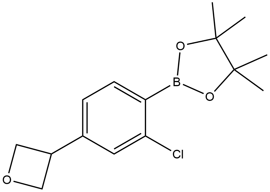 2-[2-Chloro-4-(3-oxetanyl)phenyl]-4,4,5,5-tetramethyl-1,3,2-dioxaborolane Struktur