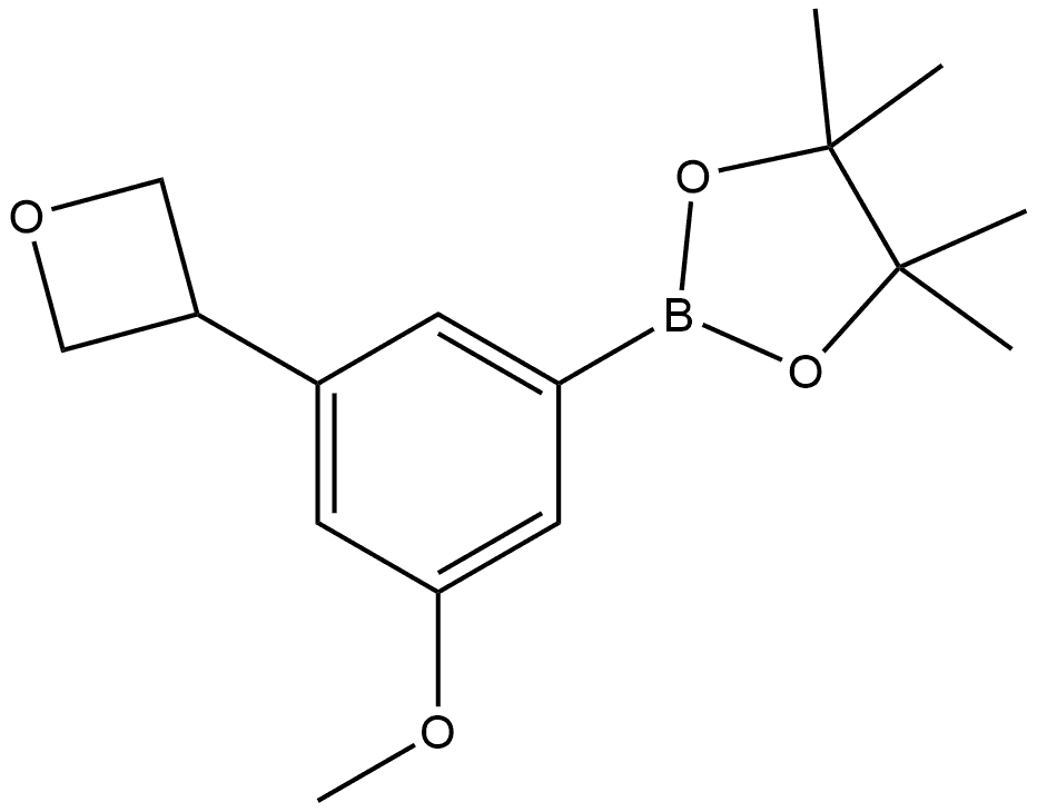 2-[3-Methoxy-5-(3-oxetanyl)phenyl]-4,4,5,5-tetramethyl-1,3,2-dioxaborolane Struktur