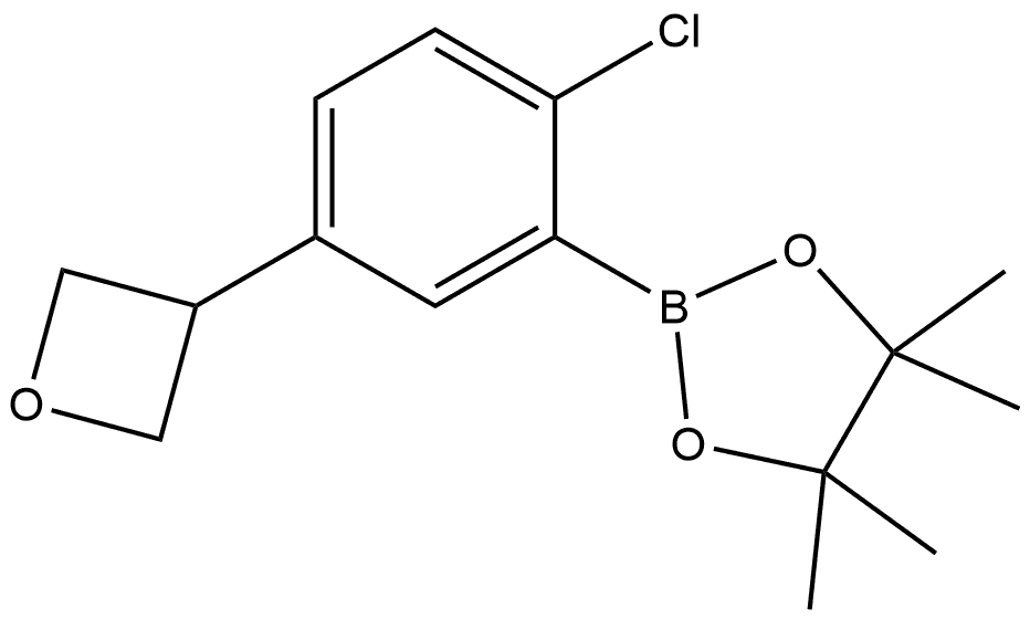 2-[2-Chloro-5-(3-oxetanyl)phenyl]-4,4,5,5-tetramethyl-1,3,2-dioxaborolane Struktur