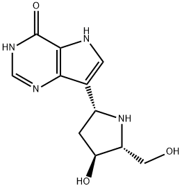 4H-Pyrrolo3,2-dpyrimidin-4-one, 1,5-dihydro-7-(2R,4S,5R)-4-hydroxy-5-(hydroxymethyl)-2-pyrrolidinyl- Struktur