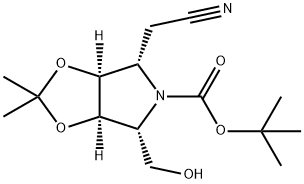 5H-1,3-Dioxolo4,5-cpyrrole-5-carboxylic acid, 4-(cyanomethyl)tetrahydro-6-(hydroxymethyl)-2,2-dimethyl-, 1,1-dimethylethyl ester, (3aS,4S,6R,6aR)- Struktur