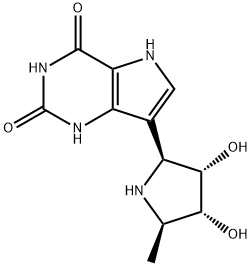 1H-Pyrrolo3,2-dpyrimidine-2,4(3H,5H)-dione, 7-(2S,3S,4R,5R)-3,4-dihydroxy-5-methyl-2-pyrrolidinyl- Struktur