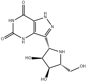 1H-Pyrazolo4,3-dpyrimidine-5,7(4H,6H)-dione, 3-(2S,3S,4R,5R)-3,4-dihydroxy-5-(hydroxymethyl)-2-pyrrolidinyl- Struktur