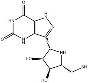 1H-Pyrazolo4,3-dpyrimidine-5,7(4H,6H)-dione, 3-(2S,3S,4R,5S)-3,4-dihydroxy-5-(mercaptomethyl)-2-pyrrolidinyl- Struktur