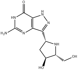 7H-Pyrazolo4,3-dpyrimidin-7-one, 5-amino-1,4-dihydro-3-(2R,4S,5R)-4-hydroxy-5-(hydroxymethyl)-2-pyrrolidinyl- Struktur