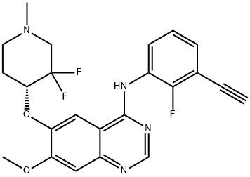 4-Quinazolinamine, 6-[[(4R)-3,3-difluoro-1-methyl-4-piperidinyl]oxy]-N-(3-ethynyl-2-fluorophenyl)-7-methoxy- Struktur