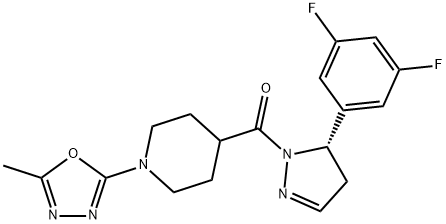 Methanone, [(5S)-5-(3,5-difluorophenyl)-4,5-dihydro-1H-pyrazol-1-yl][1-(5-methyl-1,3,4-oxadiazol-2-yl)-4-piperidinyl]- Struktur