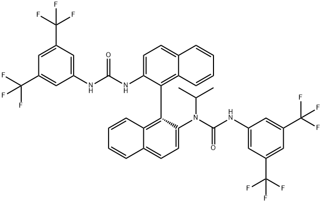 ((S)-3-(3,5-Bis(trifluoromethyl)phenyl)-1-(2′-(3-(3,5-bis(trifluoromethyl)phenyl)ureido)-[1,1′-binaphthalen]-2-yl)-1-isopropylurea, 2227157-06-2, 結構式