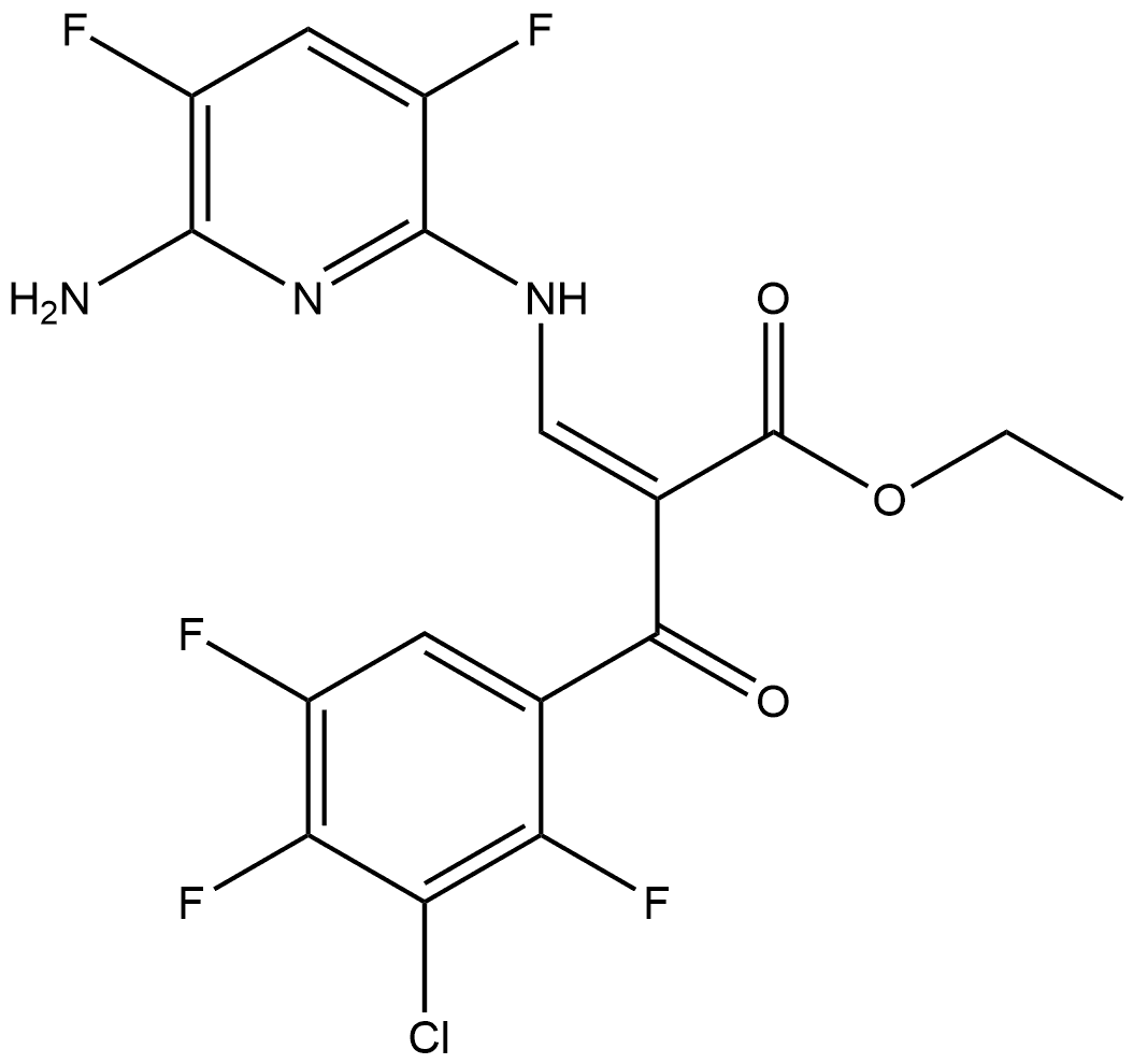 Benzenepropanoic acid, α-[[(6-amino-3,5-difluoro-2-pyridinyl)amino]methylene]-3-chloro-2,4,5-trifluoro-β-oxo-, ethyl ester, (αZ)- Struktur