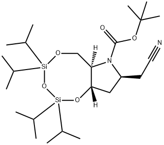 1,3,5,2,4-Trioxadisilocino7,6-bpyrrole-7(6H)-carboxylic acid, 8-(cyanomethyl)tetrahydro-2,2,4,4-tetrakis(1-methylethyl)-, 1,1-dimethylethyl ester, (6aR,8S,9aS)- Struktur