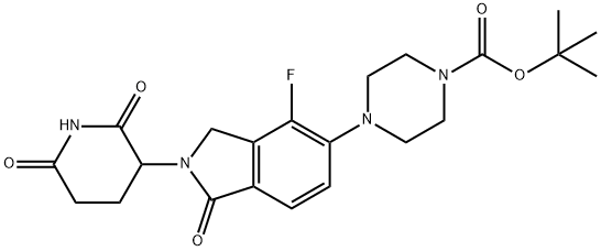 1-Piperazinecarboxylic acid, 4-[2-(2,6-dioxo-3-piperidinyl)-4-fluoro-2,3-dihydro-1-oxo-1H-isoindol-5-yl]-, 1,1-dimethylethyl ester Struktur