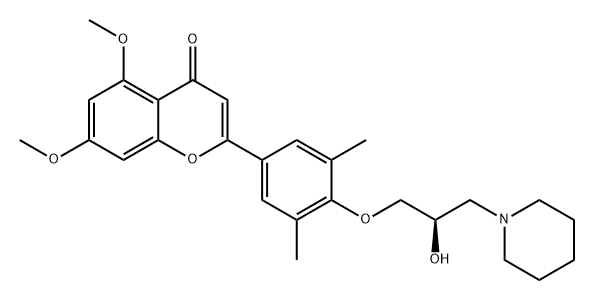 4H-1-Benzopyran-4-one, 2-[4-[(2R)-2-hydroxy-3-(1-piperidinyl)propoxy]-3,5-dimethylphenyl]-5,7-dimethoxy- Struktur