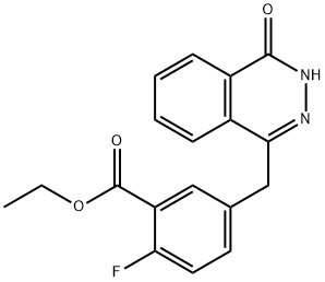 Benzoic acid, 5-[(3,4-dihydro-4-oxo-1-phthalazinyl)methyl]-2-fluoro-, ethyl ester Struktur