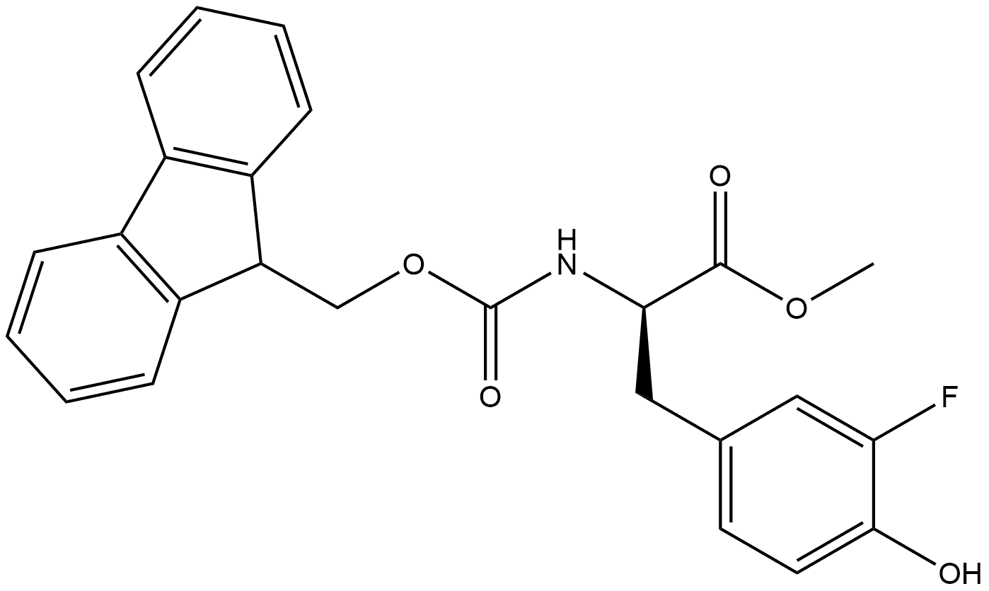 methyl (R)-2-((((9H-fluoren-9-yl)methoxy)carbonyl)amino)-3-(3-fluoro-4-hydroxyphenyl)propanoate Struktur