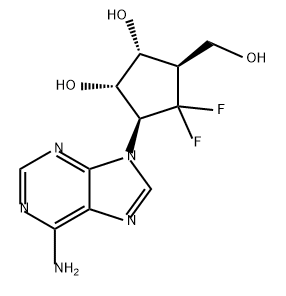 1,2-Cyclopentanediol, 3-(6-amino-9H-purin-9-yl)-4,4-difluoro-5-(hydroxymethyl)-, (1R,2S,3S,5R)- Struktur