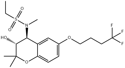 Ethanesulfonamide, N-[(3R,4S)-3,4-dihydro-3-hydroxy-2,2-dimethyl-6-(4,4,4-trifluorobutoxy)-2H-1-benzopyran-4-yl]-N-methyl- Struktur