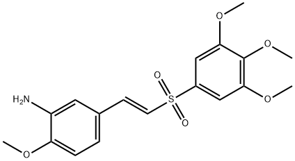 Benzenamine, 2-methoxy-5-[(1E)-2-[(3,4,5-trimethoxyphenyl)sulfonyl]ethenyl]- Struktur