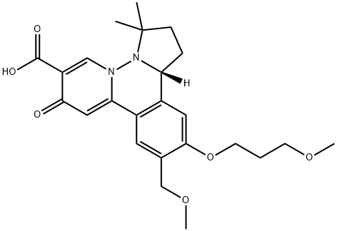 1H-Pyrido[2,1-a]pyrrolo[1,2-c]phthalazine-7-carboxylic acid, 2,3,8,13b-tetrahydro-11-(methoxymethyl)-12-(3-methoxypropoxy)-3,3-dimethyl-8-oxo-, (13bR)- Struktur