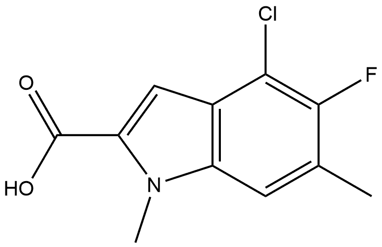 4-Chloro-5-fluoro-1,6-dimethyl-1H-indole-2-carboxylic acid Struktur