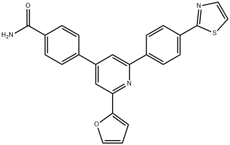 Benzamide, 4-[2-(2-furanyl)-6-[4-(2-thiazolyl)phenyl]-4-pyridinyl]- Struktur