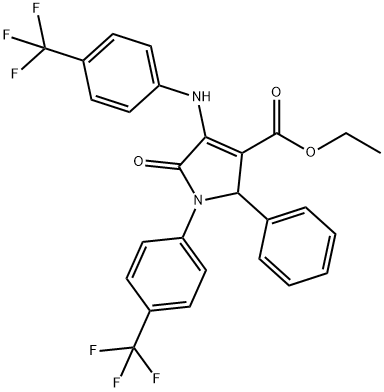 1H-Pyrrole-3-carboxylic acid, 2,5-dihydro-5-oxo-2-phenyl-1-[4-(trifluoromethyl)phenyl]-4-[[4-(trifluoromethyl)phenyl]amino]-, ethyl ester Struktur