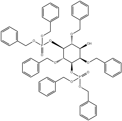 D-myo-Inositol, 2,4,6-tris-O-(phenylmethyl)-, 3,5-bisbis(phenylmethyl) phosphate Struktur