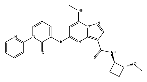 Pyrazolo[1,5-a]pyrimidine-3-carboxamide, N-[(1R,2R)-2-methoxycyclobutyl]-7-(methylamino)-5-[(2-oxo[1(2H),2'-bipyridin]-3-yl)amino]- Struktur