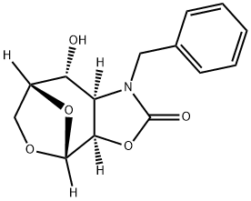 4,7-Epoxyoxepino4,3-doxazol-2(1H)-one, hexahydro-8-hydroxy-1-(phenylmethyl)-, (3aR,4R,7R,8R,8aR)- Struktur