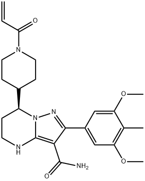 (7S)-2-(3,5-Dimethoxy-4-methylphenyl)-4,5,6,7-tetrahydro-7-[1-(1-oxo-2-propen-1-yl)-4-piperidinyl]pyrazolo[1,5-a]pyrimidine-3-carboxamide Struktur